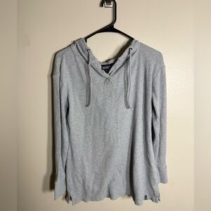 Patagonia Women Hoodie Gray Waffle Knit  Pullover Organic Cotton Size M